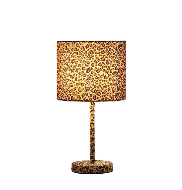 English Elm 19.25" Faux Suede Metal Table Lamp with Bold Animal-Print Drum Shade, Sleek Modern Accent Light Multicolor B072116338