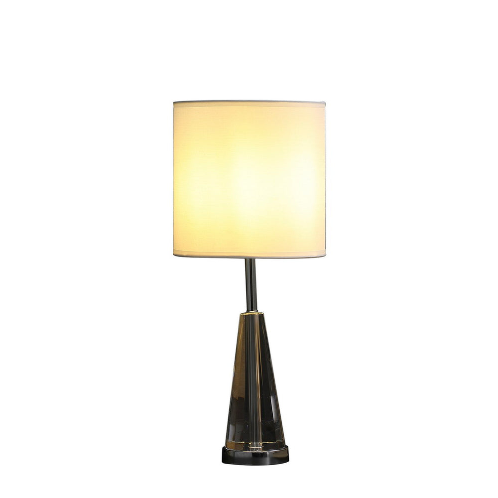 English Elm 21.5" Elli Prism Cone Crystal Table Lamp – Silver Chrome Metal, White Linen Drum Shade, UL Listed B072116615
