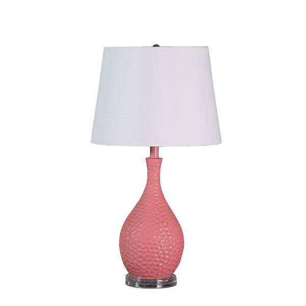 English Elm 28" Pink Telli Pebble Mid-Century Resin Table Lamp — Pink Pebble Polyresin, Acrylic Base, Drum Shade, UL Listed B072116327