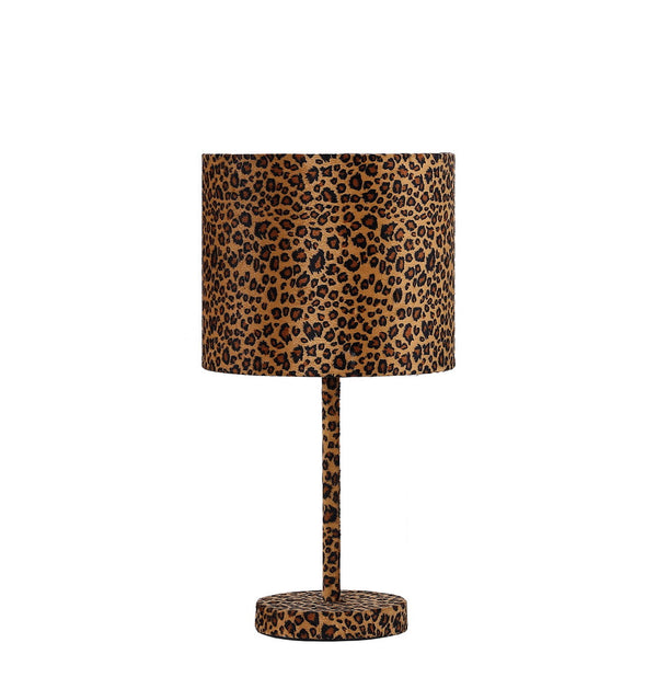 English Elm 19.25" Faux Suede Metal Table Lamp with Bold Animal-Print Drum Shade, Sleek Modern Accent Light Multicolor B072116338