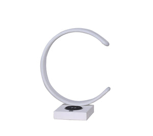 English Elm 13.5" C Shape LED Desk Lamp with Wireless Charger & USB, Touch Dimmer, White Metal Modern Design B072116334