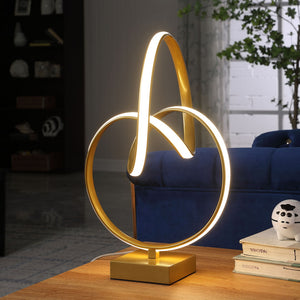 English Elm 19" Matte Gold Abstract Infinity Table Lamp with Integrated 10W LED, Modern Metal Accent Light, UL Listed B072116599