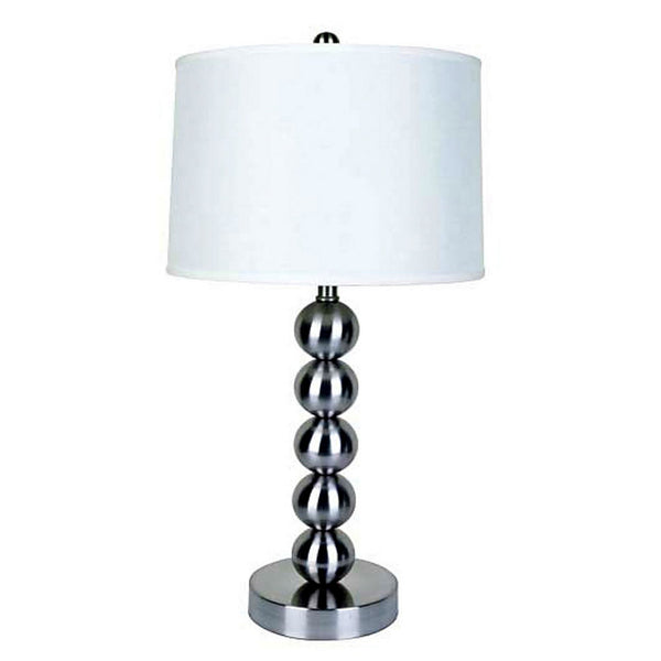 English Elm 28" Elegant Metal Table Lamp with Satin Nickel Curvy Base, White Linen Shade, 60W Max, 13x11 Shade B072116068