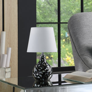 English Elm 11.5" Seashell Swirl Mini Polyresin Table Lamp with Black/Brown/White Finish & Linen Shade, UL B072116631