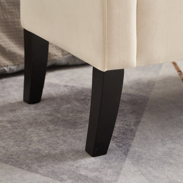 English Elm 51.5" Plush Velvet Bed Bench with Hidden Storage Chest, Upholstered Entryway Ottoman Seat Beige W1097104003