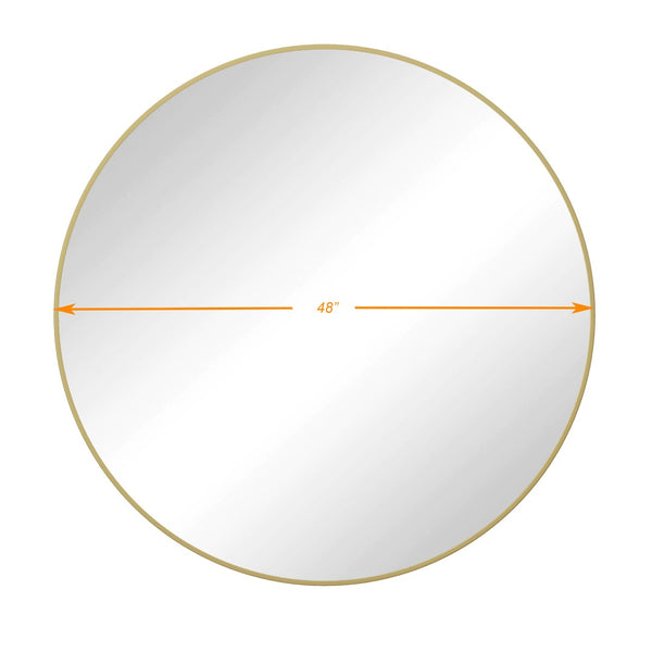 English Elm Wall Mirror 48 Inch Round Matte Metal Frame Oversized Decor for Bathroom Living Room Gold W1435107729