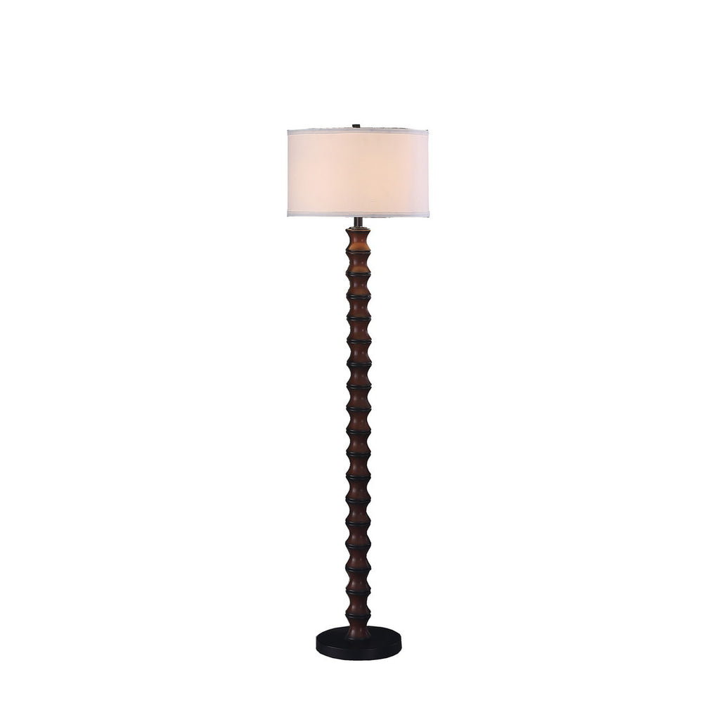 English Elm 61" Coastal Littoral Wood-Inspired Modern Floor Lamp with Cotton Linen Shade, Dark Cherry Finish, UL Listed B072116659