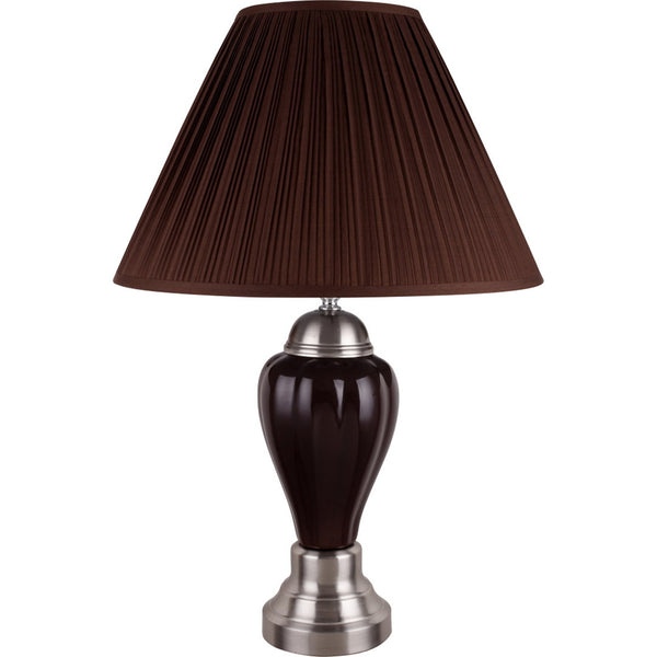 English Elm 27" Elegant Ceramic Table Lamp With Urn Design, Silver & Espresso Finish, Linen Shade & 3-Way Switch B072116114