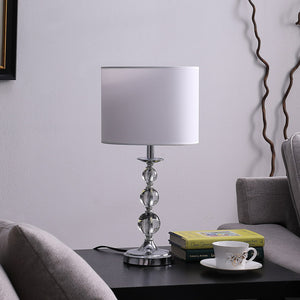 English Elm 19.75" Ascending Solid Crystal Orbs Table Lamp in Chrome Silver with White Drum Shade, Luxe Glow B072116592