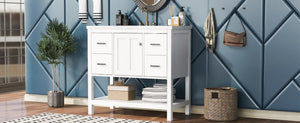 English Elm 36" White Oak Bathroom Vanity with Resin Sink Usb Charging and Three Drawers SV000009AAW