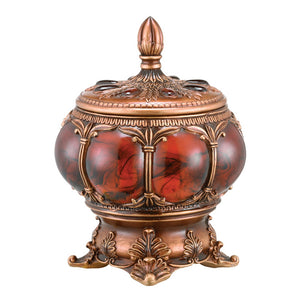 English Elm 11.5" Tall Polyresin Victorian Jewelry Box With Aged Bronze Finish & Red Marble Accent For Elegance B072116357