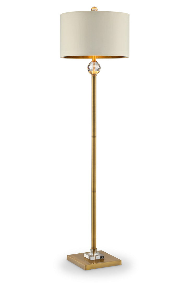 English Elm 63.25-Inch Perspicio Crystal Orb Gold Column Floor Lamp with Off-White Drum Shade, Matte Gold Finish and Clear Prism Accent elegant lighting statement piece B072116310