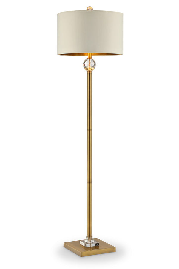 English Elm 63.25-Inch Perspicio Crystal Orb Gold Column Floor Lamp with Off-White Drum Shade, Matte Gold Finish and Clear Prism Accent elegant lighting statement piece B072116310