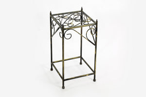 English Elm 20.67" Elegant Lattice Square Cast Metal Plant Stand in Black/Gold — Durable Powder Coat Finish, Fully Assembled, 11x11x20.5" B072115988
