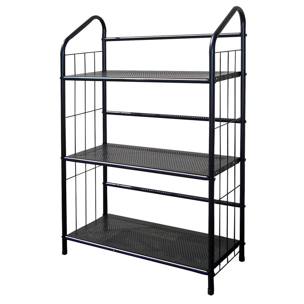 English Elm 37" Metal 3-Tier Standing Book Shelf Black Finish — Space-Saving Office, Living Room & Kids Storage Display 39x14x6" B072115890
