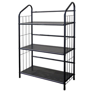 English Elm 37" Metal 3-Tier Standing Book Shelf Black Finish — Space-Saving Office, Living Room & Kids Storage Display 39x14x6" B072115890