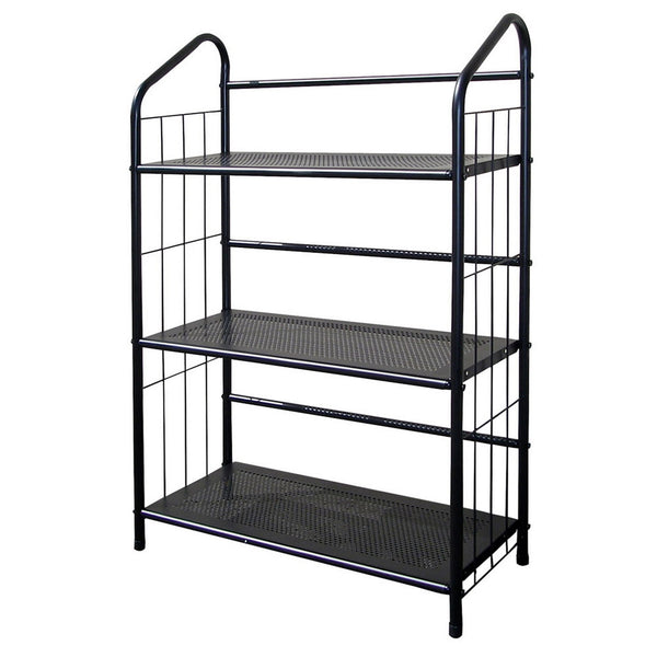 English Elm 37" Metal 3-Tier Standing Book Shelf Black Finish — Space-Saving Office, Living Room & Kids Storage Display 39x14x6" B072115890