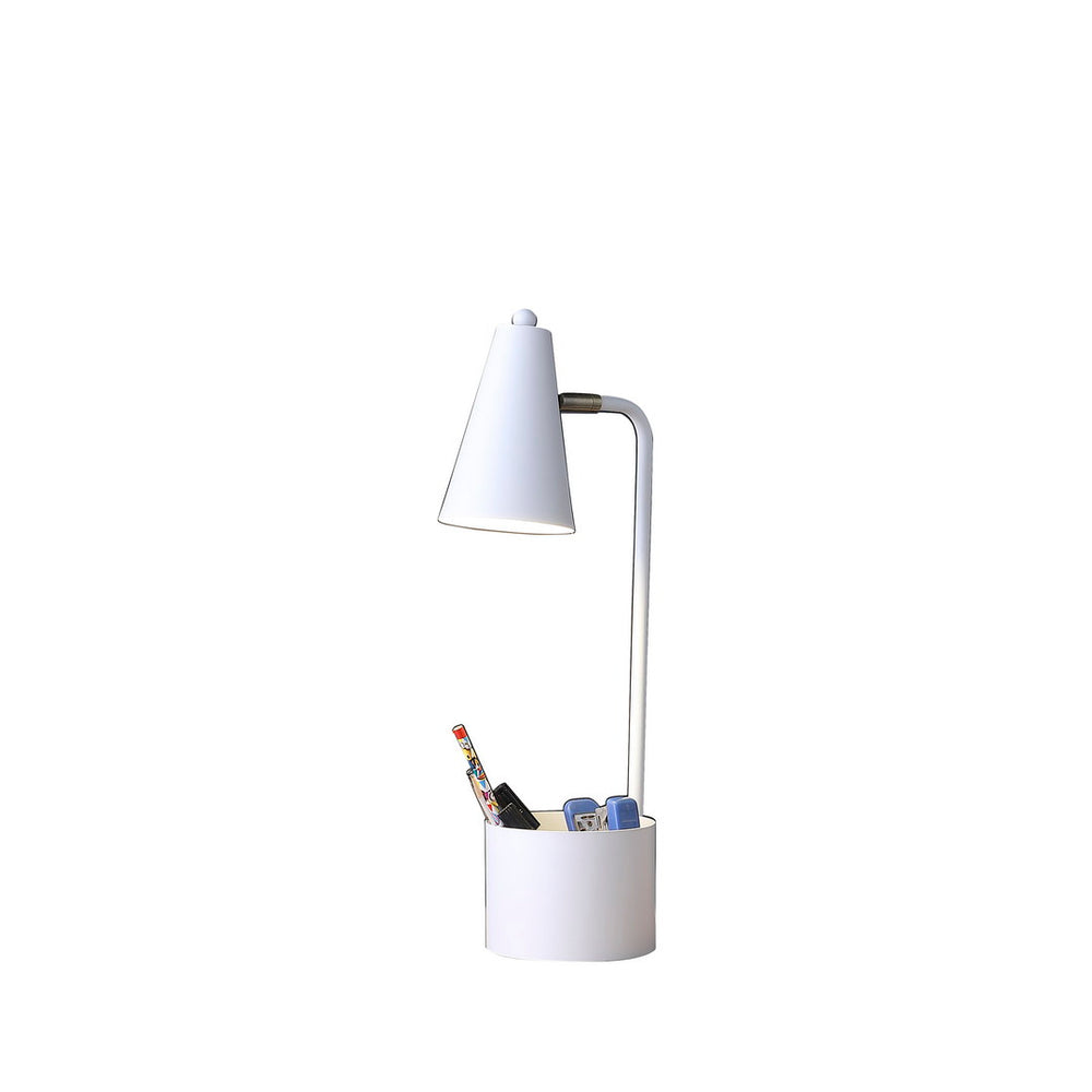 English Elm 19.5" Modern White Metal Desk Lamp With Organizer Tray - Ideal For Students & Home Offices B072116618