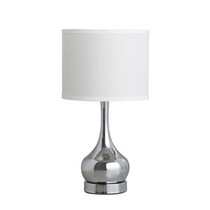 English Elm 18.75" Corrine Polished Silver Mid-Century Table Lamp with Linen Drum Shade, Sleek Metal Urn Base, 100W-Compatible B072116061