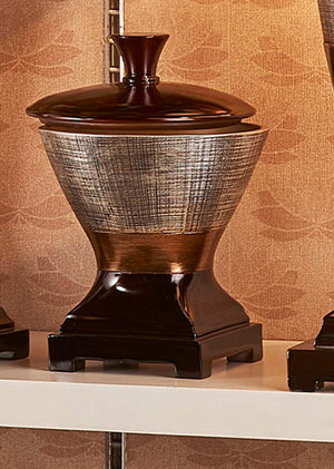 English Elm 10" Polyresin Naomi Jewelry Box Espresso - Egyptian Motif, Modern Top Handle, Hex Pedestal Base B072116371