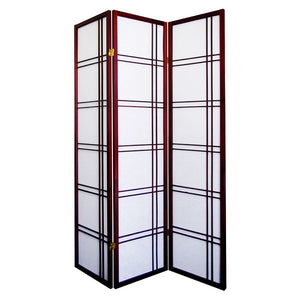 English Elm 70" Tall Girard 3-Panel Room Divider Screen In Cherry Finish - Elegant, Flexible Privacy Solution B072115962