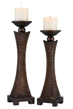 English Elm 12" Polyresin Candleholders Paisley Silver Lacquer Ornate Pair for Mantel Display B072116556