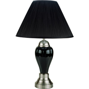 English Elm 27" Tall Ceramic Table Lamp - Elegant Urn Design With Silver And Black Finish, Linen Shade Glow B072116113