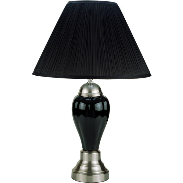 English Elm 27" Tall Ceramic Table Lamp - Elegant Urn Design With Silver And Black Finish, Linen Shade Glow B072116113