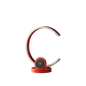 English Elm 13.25" Modern C-Shape LED Table Lamp with USB & Wireless Charger, Touch Dimmer, Sleek Metal Finish Red B072116605