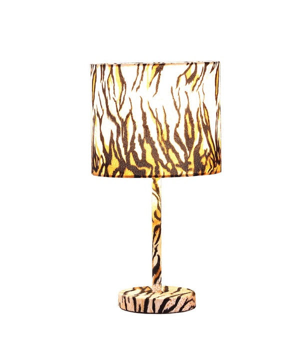 English Elm 19.25" Faux Suede Metal Table Lamp with Bold Animal-Print Drum Shade, Sleek Modern Accent Light Tiger B072116336