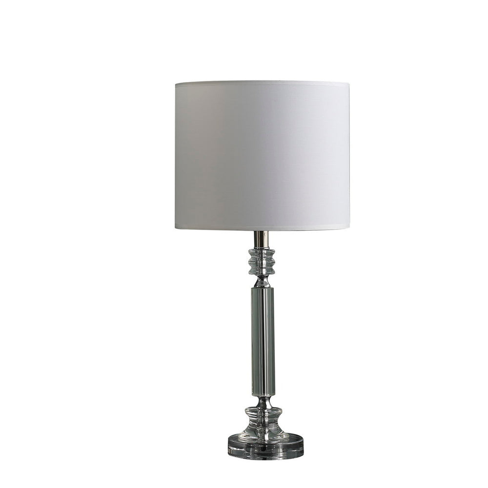 English Elm 24.5" Elegant Cut-Crystal Column Table Lamp with White Cotton Drum Shade, Modern Accent Lighting B072116616