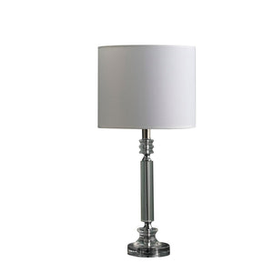 English Elm 24.5" Elegant Cut-Crystal Column Table Lamp with White Cotton Drum Shade, Modern Accent Lighting B072116616