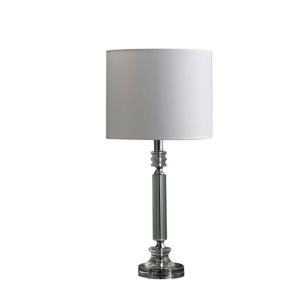 English Elm 24.5" Elegant Cut-Crystal Column Table Lamp with White Cotton Drum Shade, Modern Accent Lighting B072116616
