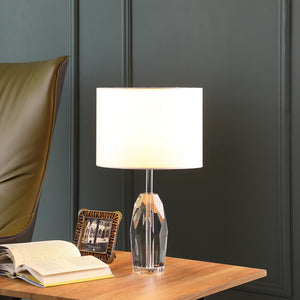 English Elm 19" Dodecahedron Solid Crystal Prism Table Lamp Chrome Silver — Polished Metal, Drum Shade, UL Certified Elegant Accent B072116593