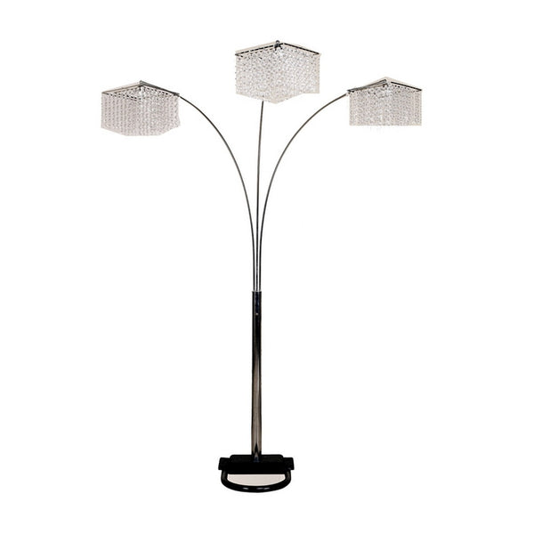 English Elm 84" Tall Metal Floor Lamp - Modern Chrome Design With 3 Crystal Shades For Elegant Ambient Lighting B072116071