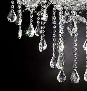 English Elm 37" Elegant Eilish Silver Crystal 8-LED Chandelier with Baroque Pendants, Chrome Frame, UL Listed B072116577