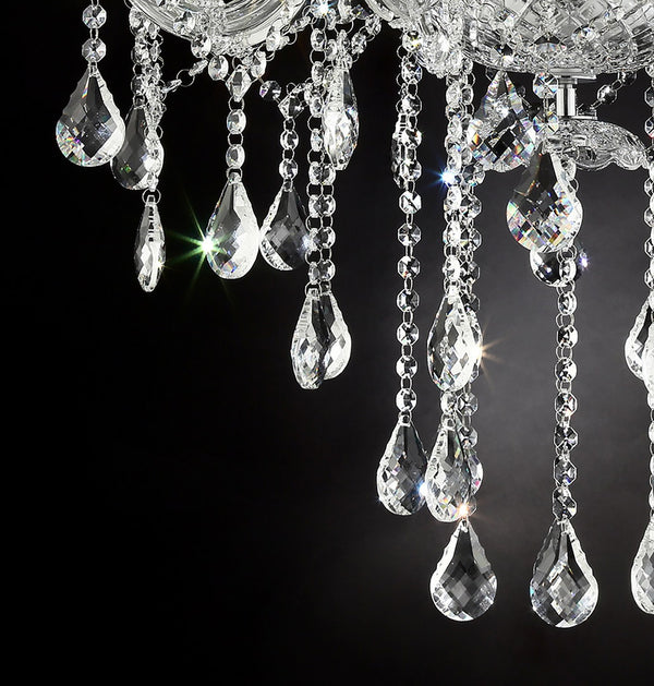 English Elm 37" Elegant Eilish Silver Crystal 8-LED Chandelier with Baroque Pendants, Chrome Frame, UL Listed B072116577