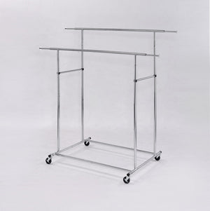 English Elm 65" Dual Rail Chrome Metal Garment Rack with Rolling Casters for Closet Storage B072115917