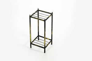English Elm 17" Gray Stone Slab 2 Tier Plant Stand – Black & Gold Cast Metal, 3-Clover Top, Durable Powder-Coat Finish B072115990