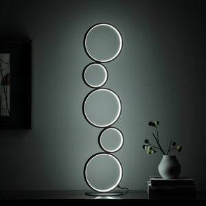 English Elm 38.5" Modern Nordic 5-Ring Matte Black LED Table Lamp with 3-Color 1800LM Dimmable Integrated Light B072116680