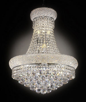 English Elm 26" Adagio Empire LED Chandelier with Imported Crystal Drops, 12×5W Bulbs, Silver Finish, 26" H B072116246