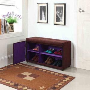 English Elm 18" Multi-Purpose Storage Ottoman With Shoe Compartment – Stylish Brown Upholstery For Any Space B072116520