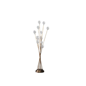 English Elm 46" Modern 11-Light Acrylic Globe Floor Lamp in Gold Chrome Finish with Frosted Orb Shades & LEDs Yellow B072116655
