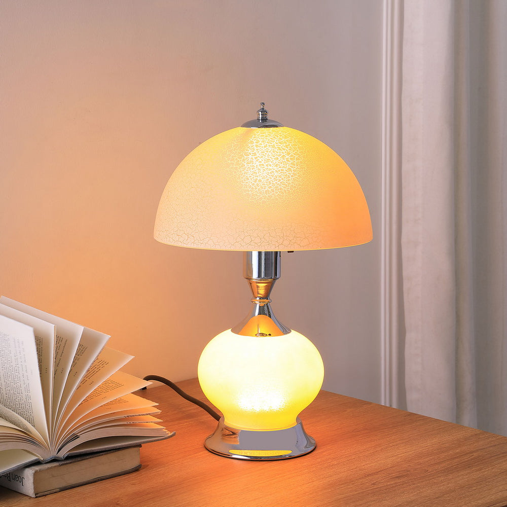 English Elm 15.75"H Erte Blush Pink Art Deco Table Lamp with Nightlight, Silver Chrome Base, Knockdown Glass Shade B072116568