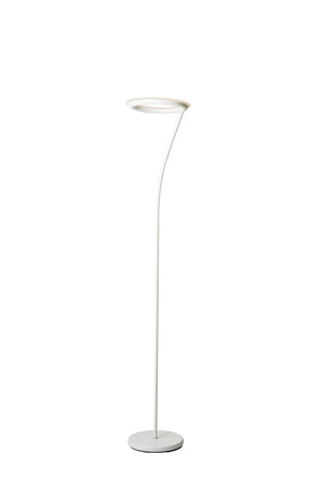 English Elm 73" Modern Metal Torchiere Floor LED Lamp with Frosted Halo Shade, Matte White, Dimmable 3000K B072116283