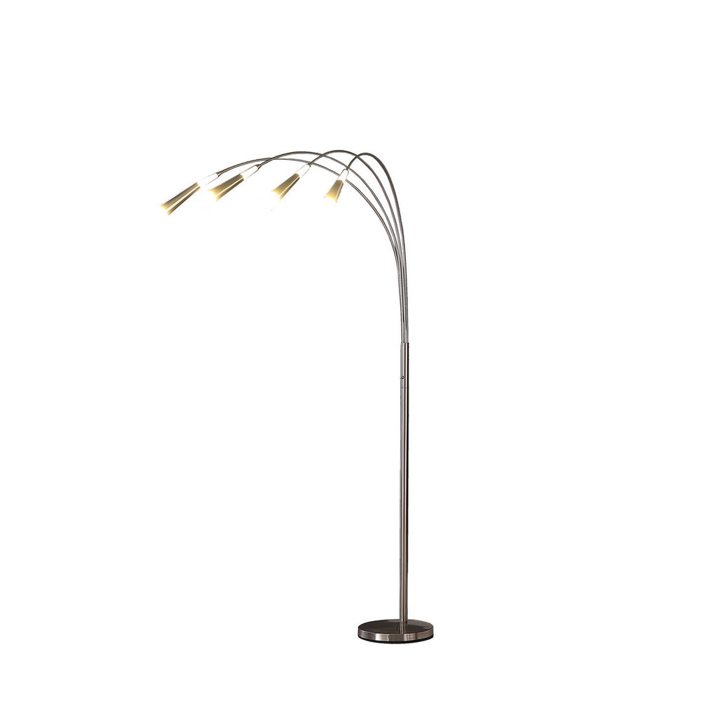 English Elm 72" Kiery 4-Arm Aluminum LED Arc Floor Lamp Silver Brushed Metal with Frosted Glass Shades, UL Listed B072116573
