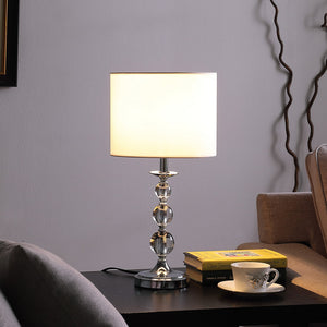 English Elm 19.75" Ascending Solid Crystal Orbs Table Lamp in Chrome Silver with White Drum Shade, Luxe Glow B072116592
