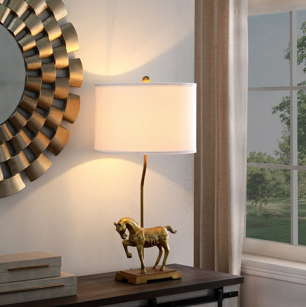 English Elm 29.5" Gold Royal Stallion Horse Resin Table Lamp – Equestrian Elegance For Home Decor & Lighting B072116652