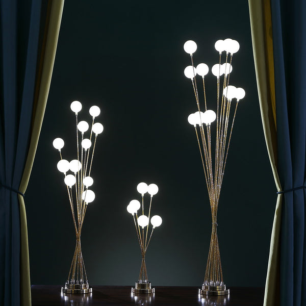English Elm 46" Modern 11-Light Acrylic Globe Floor Lamp in Gold Chrome Finish with Frosted Orb Shades & LEDs Yellow B072116655