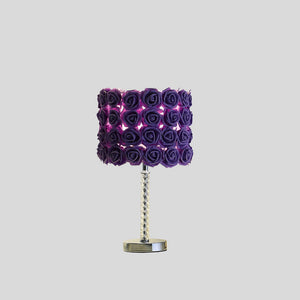 English Elm 18.25" Lavender Roses in Bloom Table Lamp - Twisted Clear Acrylic Stem, Chrome Base, Drum Shade Elegance B072116325